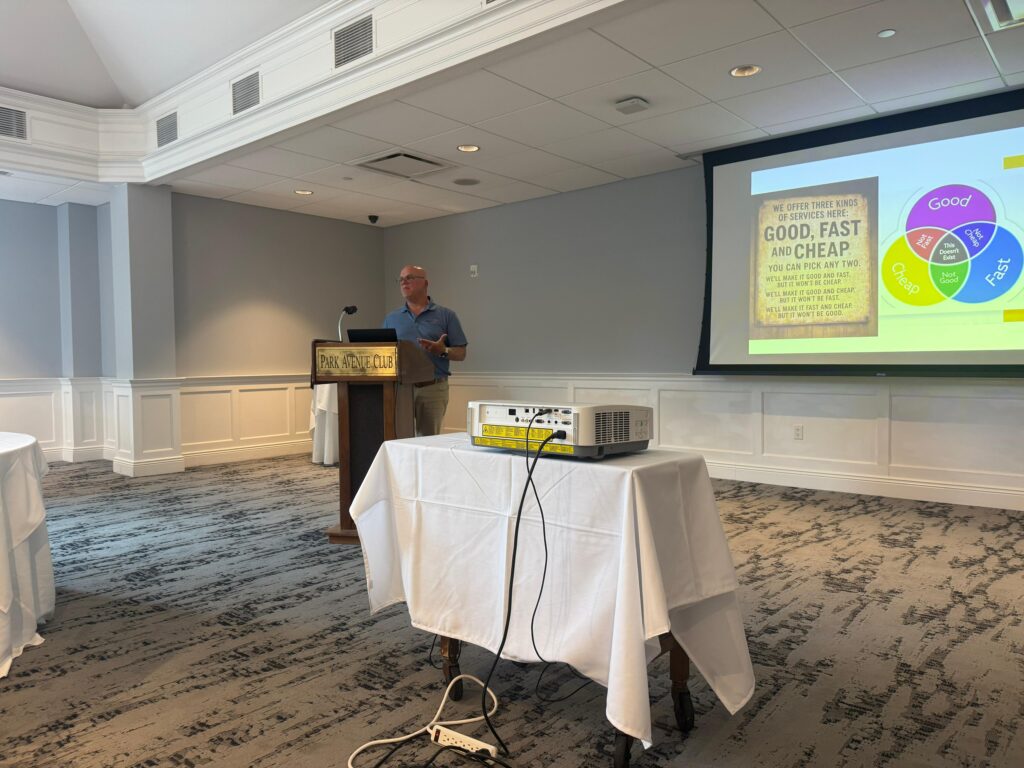 Scott, one of the leaders of Benefex, speaking in the EO New Jersey event